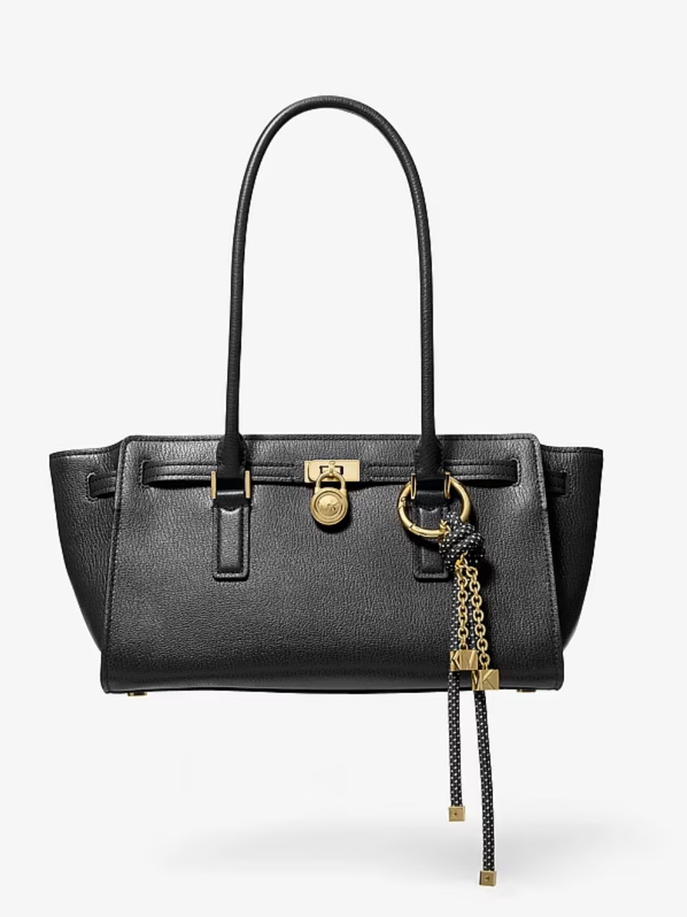 Michael Kors Black Leather Shoulder Bag with Gold Hardware‎